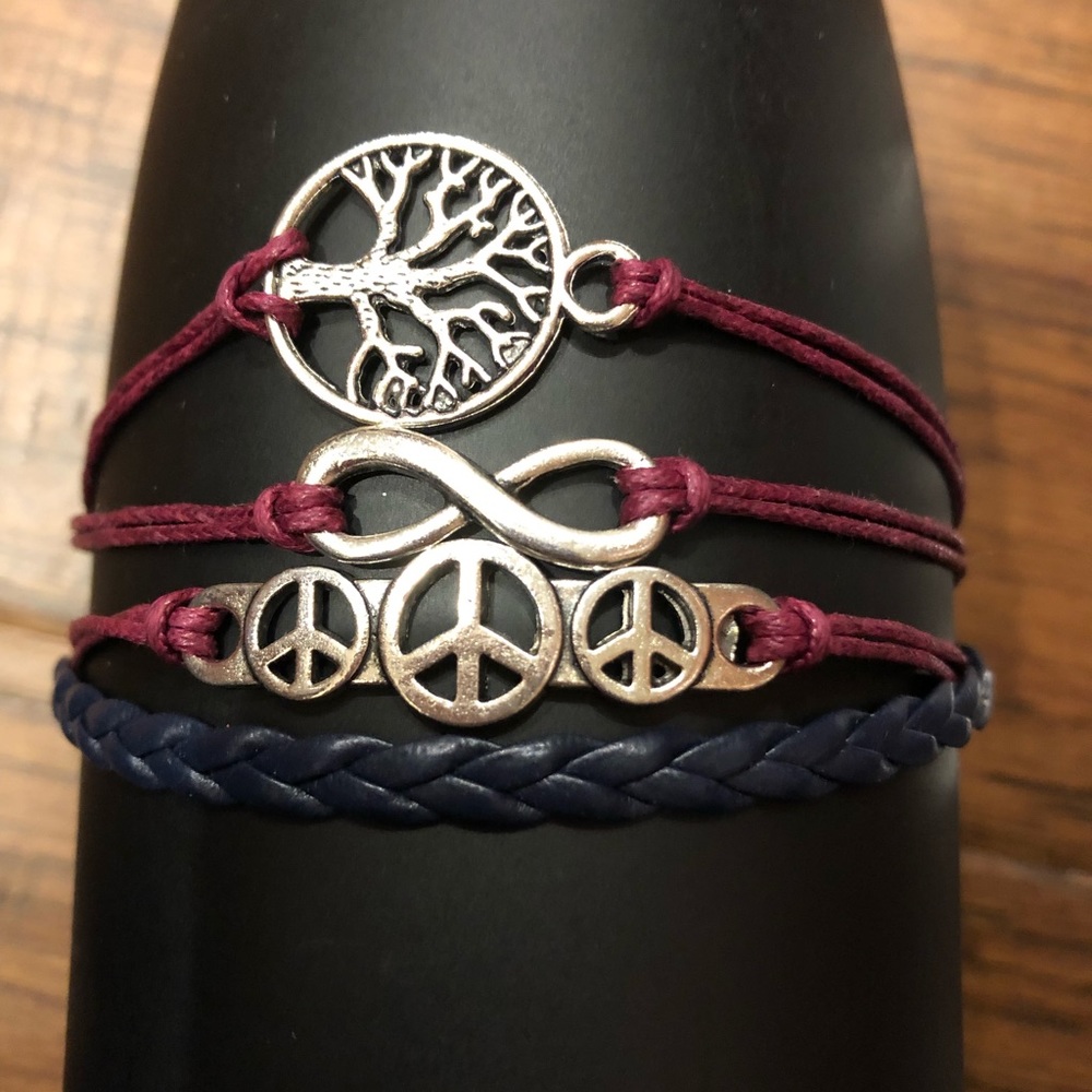 Multi-Layer Leather Charm Bracelet
